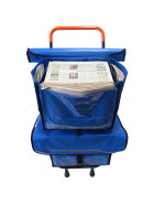 Zeitungsroller Multi 2, teil- und abnehmbar, mit Taschen Porty Pro in blau mit Schnallriemenset