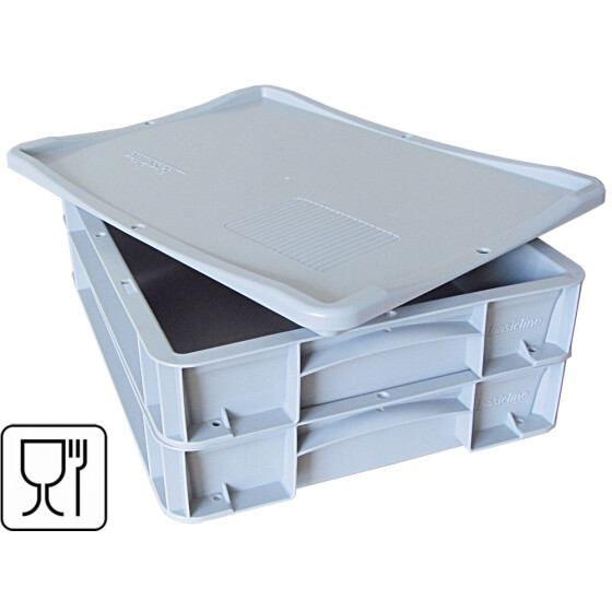 Pizzateigbehälter Set 2 Stück 40x30x7cm mit Auflagedeckel stapelbar für Pizzeria und Hobby