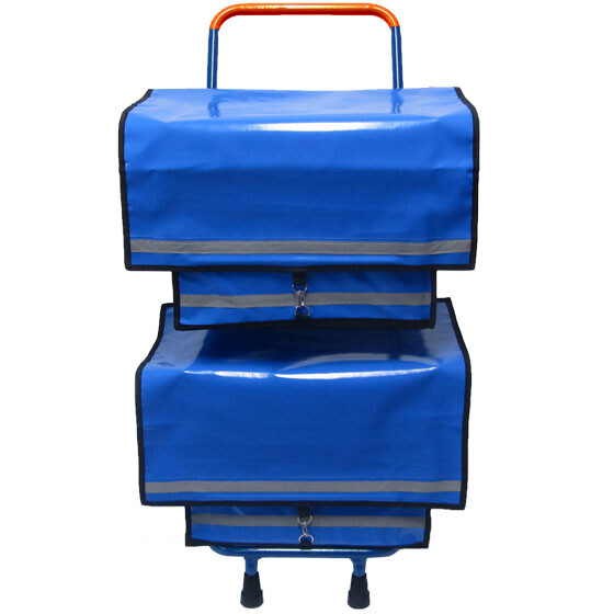 Zeitungsroller Multi 2, teil- und abnehmbar, mit Taschen in blau, Luftbereifung, mit Schnallriemenset