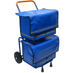 Zeitungsroller Multi 2, teil- und abnehmbar, mit Taschen in blau, Luftbereifung, mit Schnallriemenset