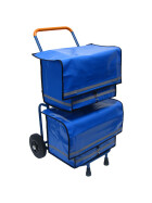 Zeitungsroller Multi 2, teil- und abnehmbar, mit Taschen in blau, Luftbereifung, mit Schnallriemenset