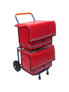 Zeitungsroller Multi 2, teil- und abnehmbar, mit Taschen in rot, Luftbereifung, ohne Schnallriemenset