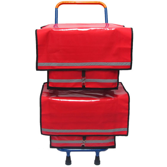 Zeitungsroller Multi 2, teil- und abnehmbar, mit Taschen in rot, Luftbereifung, mit Schnallriemenset