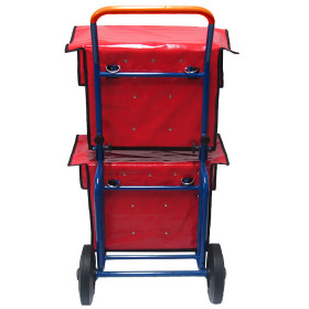 Zeitungsroller Multi 2, teil- und abnehmbar, mit Taschen in rot, Luftbereifung, mit Schnallriemenset