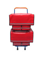 Zeitungsroller Multi 2, teil- und abnehmbar, mit Taschen in rot, Luftbereifung, mit Schnallriemenset