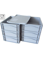 Pizzateigbehälter Set 6 Stück 40x30x12cm mit Auflagedeckel stapelbar für Pizzeria und Hobby