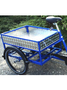 Lastendreirad Cargo Ladefläche 80 cm x 60 cm Blau mit e-Motor Rücktrittbremse + Shimano mit Feststellbremse VBrake