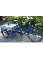 Lastendreirad Cargo Ladefläche 80 cm x 60 cm Blau mit e-Motor Magura Scheibenbremsen hinten