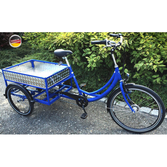 Lastendreirad Cargo Ladefläche 80 cm x 60 cm Schwarz mit e-Motor Rücktrittbremse + Shimano mit Feststellbremse VBrake