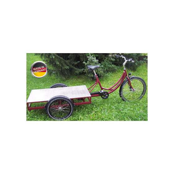 Lastendreirad Cargo Ladefläche 120 cm x 60 cm Schwarz mit e-Motor Rücktrittbremse + Shimano mit Feststellbremse VBrake