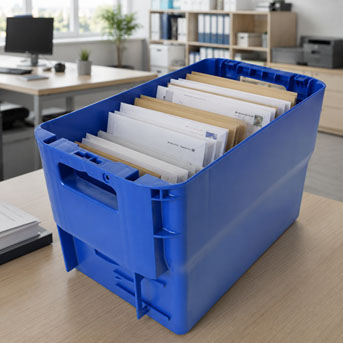 Briefbehälter blau 28 cm Höhe