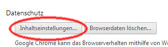 Browsereinstellungen für den Google Chrome Version 5